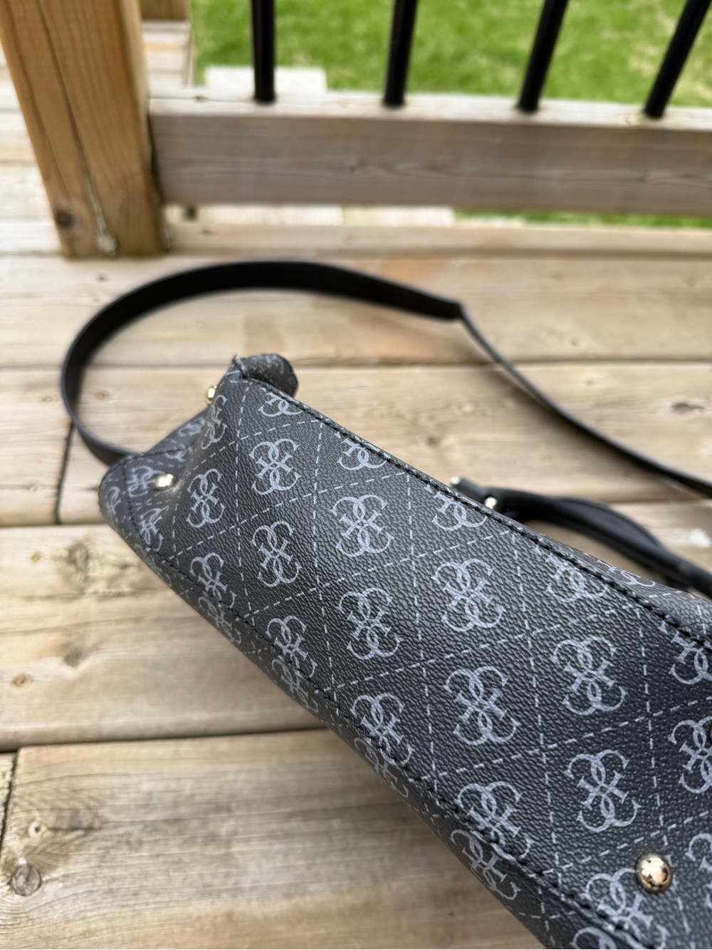 Guess Black Logo Satchel Crossbody Bag | Silver Hardware | Structured Purse - Picture 15 of 15